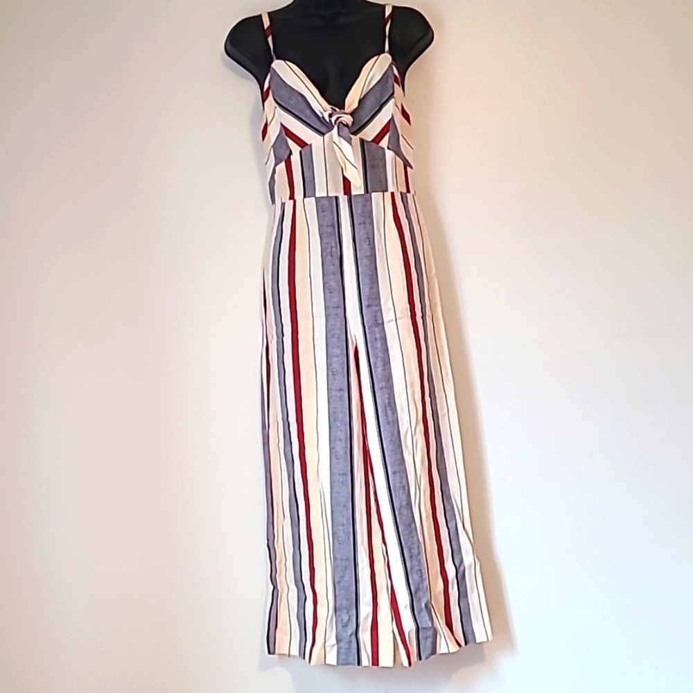 Sweet Rain striped Jumpsuit romper S  oficce work fall summer casual calf length